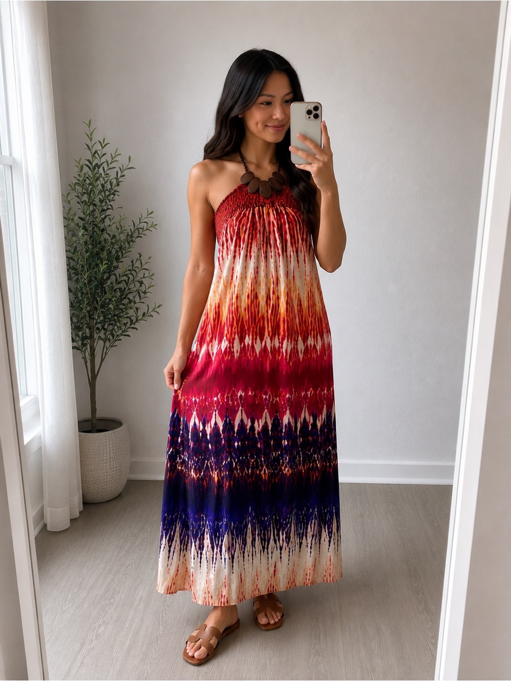 Derek Heart Halter Maxi Dress | Small | Petite-Friendly | Beaded Neckline